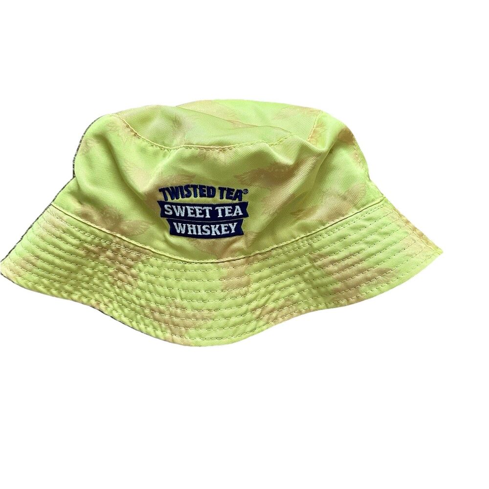 Twisted Tea Bucket Hat Reversable Yellow Blue Party Outdoors Summer Fratstyle